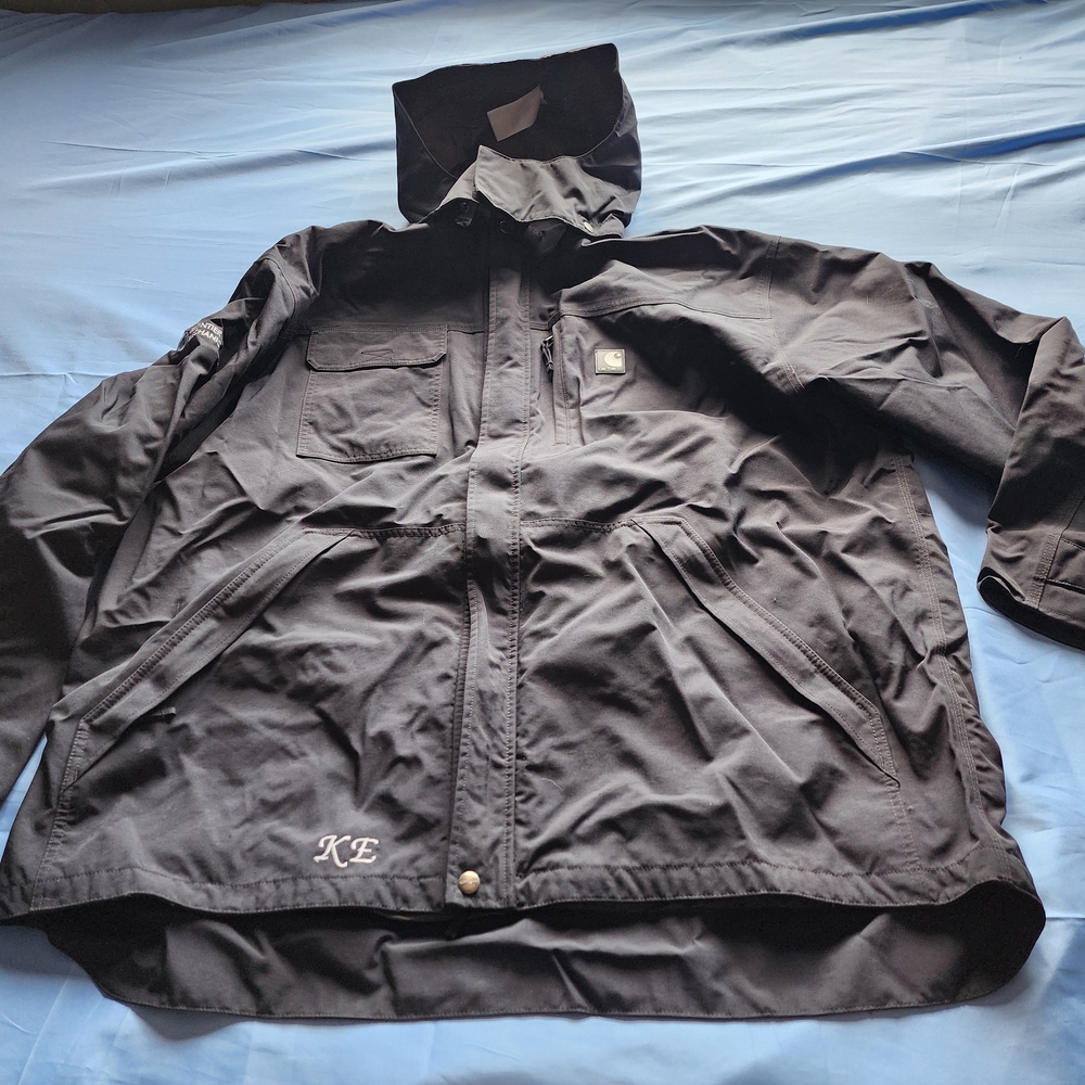 CARHARTT C72 MEN'S SHORELINE WATERPROOF BREATHABLE HOODED JACKET BLACK SIZE 2XL